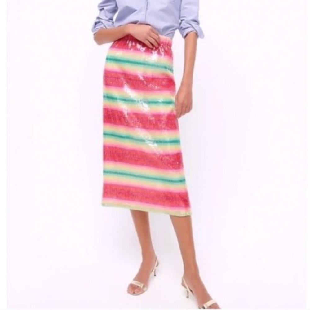 J.Crew Collection Pull-On Multi-Color Sequin Midi Skirt